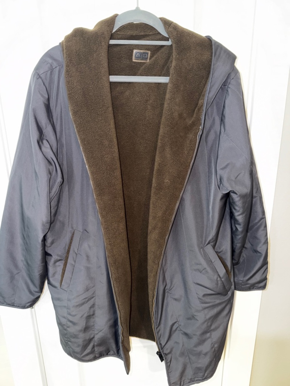 Adolfo Dominguez Gray Utility Jacket with Brown Fleece Lining